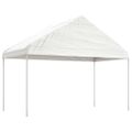 vidaXL Altánok so strechou, biely 4,08x2,23x3,22 m, polyetylén