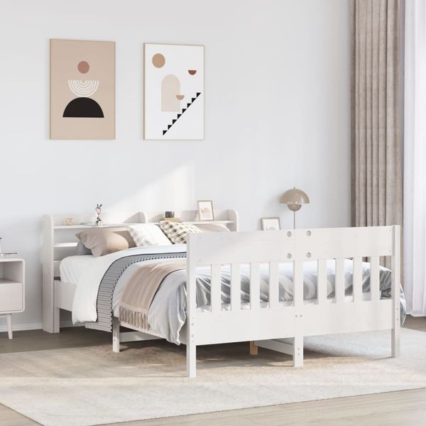 vidaXL Posteľ bez matraca biely 150x200 cm masívna borovica