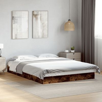vidaXL Posteľný rám bez matraca dymový dub 140x200 cm kompozitné drevo