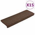 vidaXL Schodové rohože 15 ks 65x21x4 cm hnedé s obdĺžnikovým okrajom