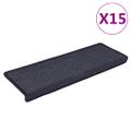 vidaXL Schodové rohože 15 ks 65x21x4 cm tmavošedé a modré s obdĺžnikovým okrajom