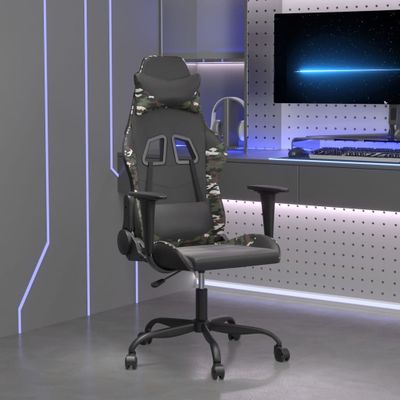 vidaXL Masážna herná stolička čierna a maskáčová umelá koža