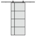 vidaXL Posuvné dvere s kovaním ESG sklo a hliník 90x205 cm
