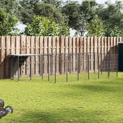vidaXL Koterec pre psy čierny 8,47 m² oceľ
