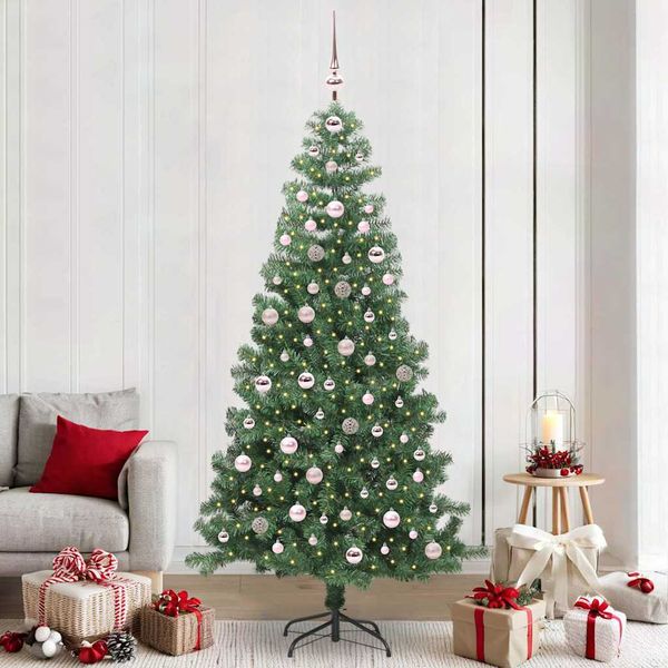 vidaXL Vianočný stromček s 300 LED-i so stojanom Zelená 240 cm PVC