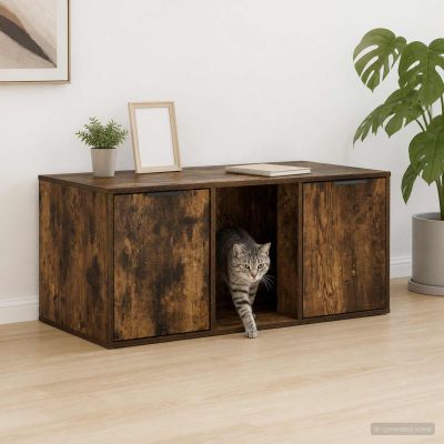 vidaXL Nábytok pre mačky Dymový dub 100 x 49 x 45 cm Kompozitné drevo