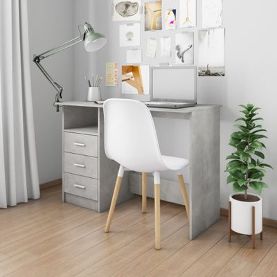 vidaXL Stôl so zásuvkami betónovo-sivý 110x50x76 cm drevotrieska