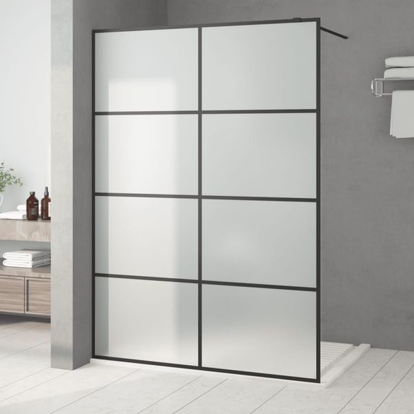 vidaXL Sprchová zástena čierna 140x195 cm matné ESG sklo