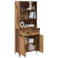 vidaXL Highboard Staré drevo 69,5 x 34 x 180 cm Kompozitné drevo