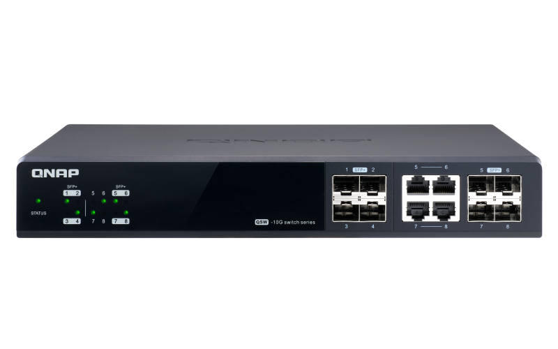 QNAP riadený switch QSW-M804-4C: 8x 10G port SFP+ (4x SFP+ a 4x kombinované SFP+ / RJ-45)