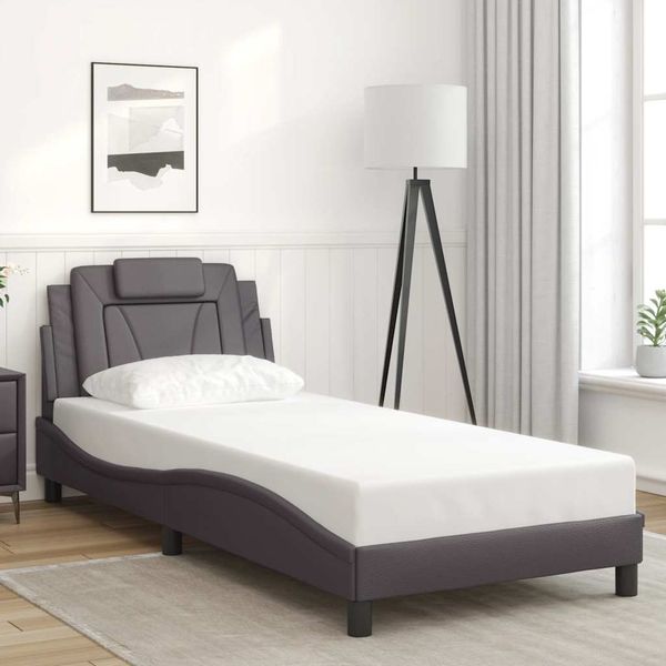 vidaXL Rám postele Viana bez matraca sivý 90x200 cm umelá koža