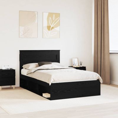 vidaXL Rám postele Čierna 135 x 190 cm Masívne borovicové drevo