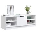 vidaXL TV stolík lesklý biely 102x35,5x36,5 cm spracované drevo
