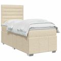 vidaXL LED boxspring posteľ s matracom Krémová 90 x 200 cm Látka