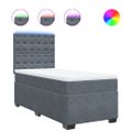vidaXL Posteľný rám boxspring s matracom tmavosivý 90x200 cm zamat