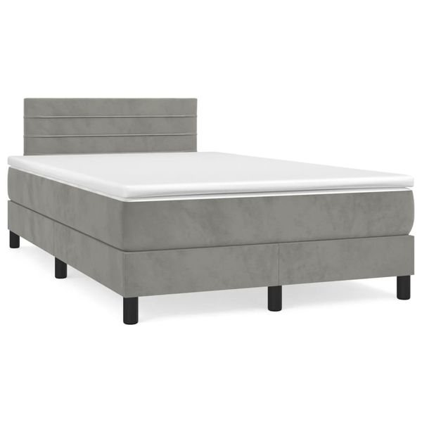 vidaXL Boxspring posteľ s matracom bledosivá 120x190 cm zamat