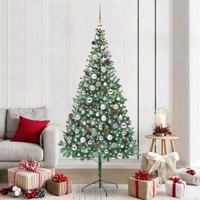 vidaXL Umelý vianočný stromček s 300 LED-i Zelená 210 cm PVC a oceľ