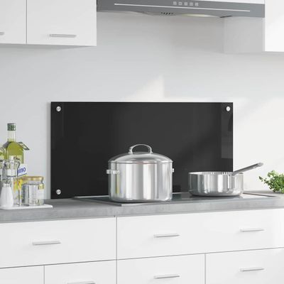 vidaXL Kuchynský obklad Čierna 90 x 40 cm tvrdené sklo