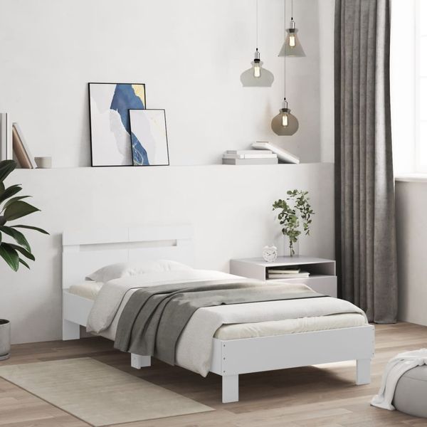vidaXL Rám postele s čelom biely 100x200 cm kompozitné drevo