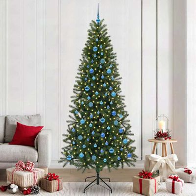 vidaXL Umelý vianočný stromček s 300 LED-i Zelená 240 cm PE a PVC
