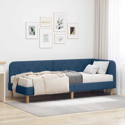 vidaXL Rohový rám postele Modrá 80 x 200 cm látka
