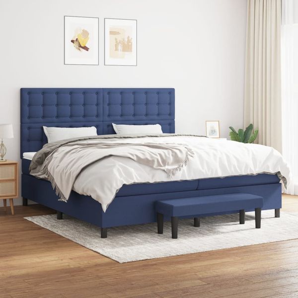 vidaXL Boxspring posteľ s matracom modrá 200x200 cm látka