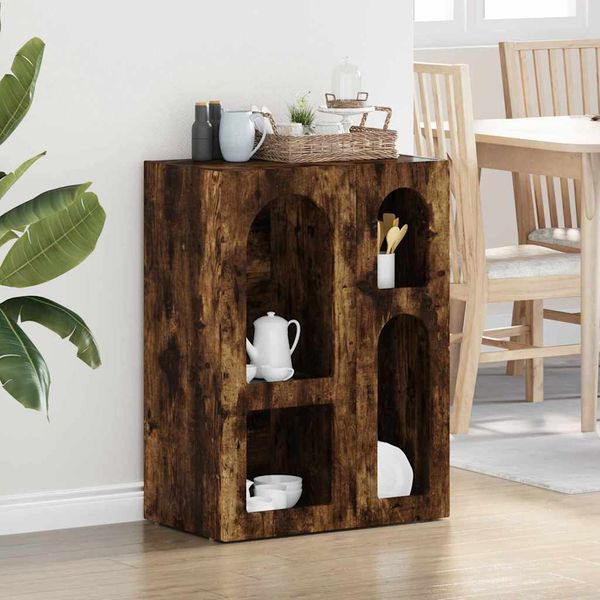 vidaXL Servírovacia skriňa ELST Dymová dub 59 x 35 x 80.5 cm