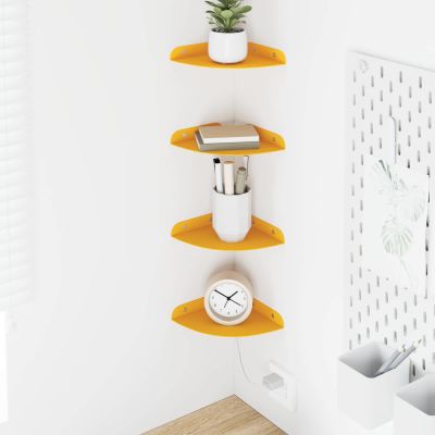 vidaXL Závesná polica s poličkou 4 pcs Horčicová žltá 15 x 15 x 2 cm