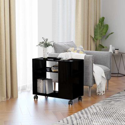 vidaXL Príručný stolík, lesklý čierny 70x35x55 cm, kompozitné drevo