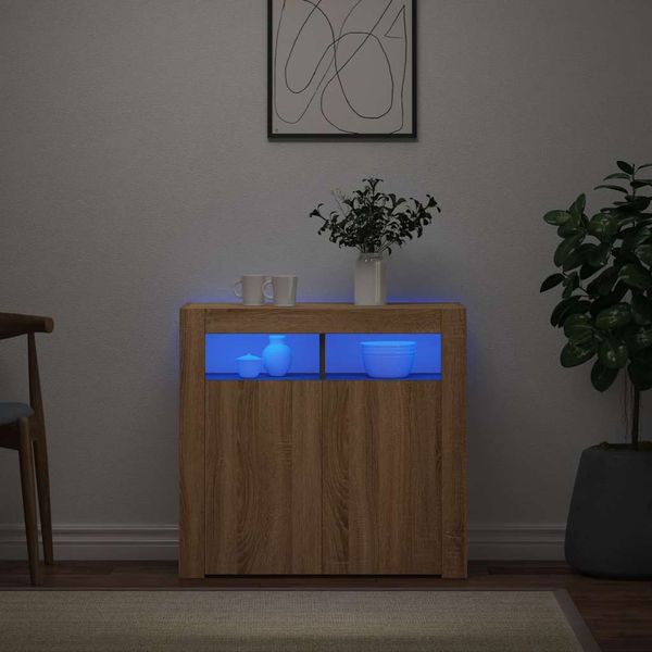 vidaXL Komoda s LED svetlami dub sonoma 80x35x75 cm