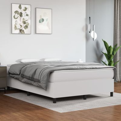 vidaXL Posteľný rám s boxspringom biely 140x200 cm umelá koža