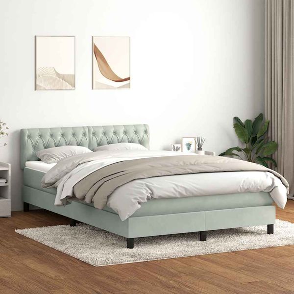 vidaXL Box Spring Posteľ s matracom Svetlosivá 140x220 cm Zamat