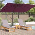 vidaXL Slnečník 351 x 250 x 260 cm Polyester a hliník Bordeaux červená