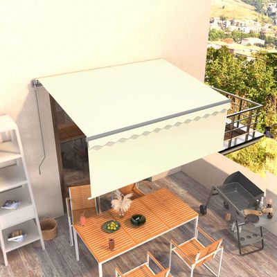 vidaXL Ručne zaťahovacia markíza s tienidlom 3,5x2,5 m krémová