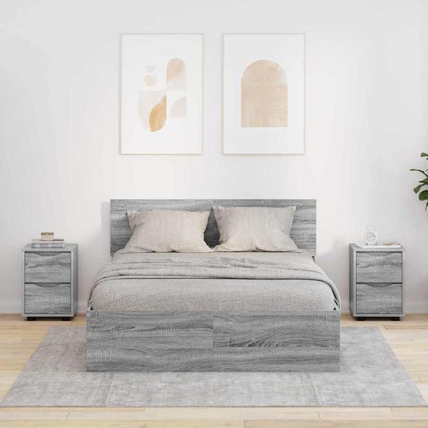 vidaXL Nočné stolíky so zásuvkou 2 pcs Sivý Sonoma 30,5 x 30 x 43 cm