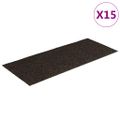 vidaXL Schodové rohože, samolepiace, 15 ks, 60x25 cm, tmavohnedé, obdĺžnikové