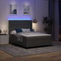vidaXL LED box s pružinami s matracmi Tmavo šedá 140 x 190 cm látka