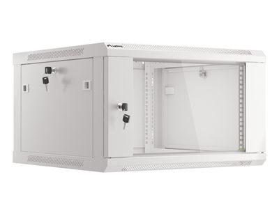 Lanberg 19'' racková skriňa pro montáž na stenu 6u/600x600 (flat pack) s prosklenými dverami šedá V2