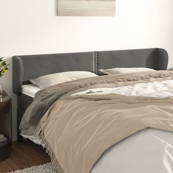 vidaXL Čelo postele so záhybmi tmavosivé 183x23x78/88 cm zamat