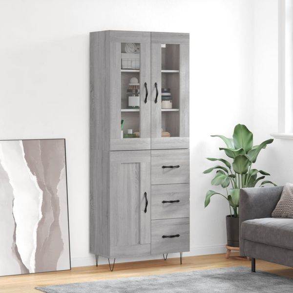 vidaXL Vysoká skrinka sivý dub sonoma 69,5x34x180 cm spracované drevo