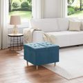 vidaXL Ottoman s Úložným Priestorom Modrá 60 x 60 x 45 cm Zamat
