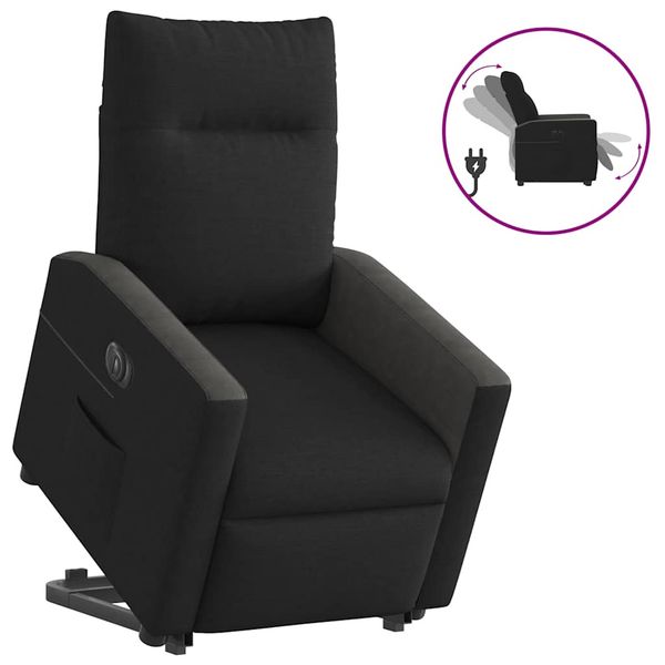 vidaXL Elektrické zdvíhacie sklápacie kreslo čierne látka