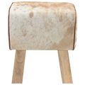 vidaXL lavička 40 x 30 x 45 cm Skutočná koža Hnedá a biela