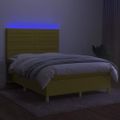 vidaXL Posteľ boxsping s matracom a LED zelená 140x190 cm látka