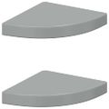vidaXL Plávajúce rohové police 2 ks, lesklé sivé 25x25x3,8 cm, MDF