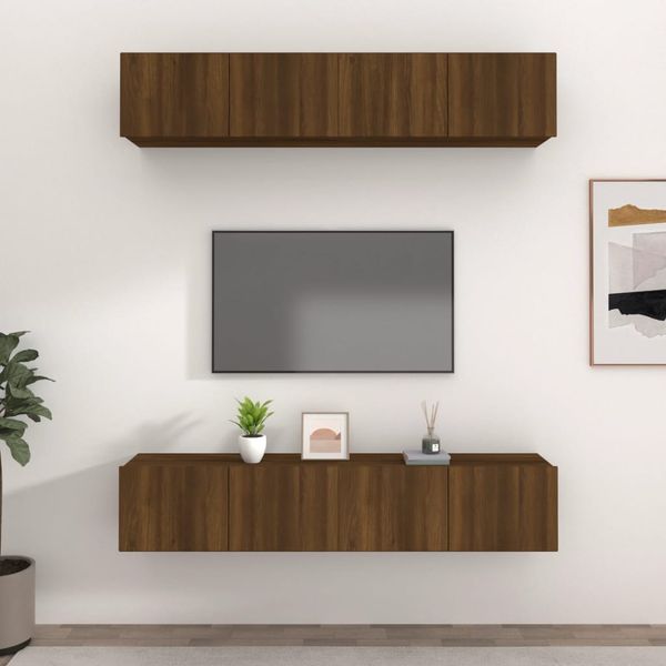 vidaXL TV skrinky 4 ks hnedý dub 80x30x30 cm spracované drevo