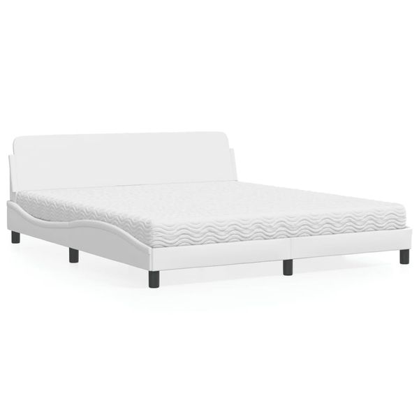 vidaXL Posteľ s matracom Dover biela 180x200 cm umelá koža