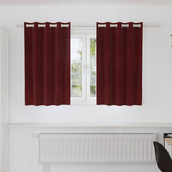 vidaXL Zatemňovacie závesy 2 pcs Víno červené 140 x 140 cm Zamat