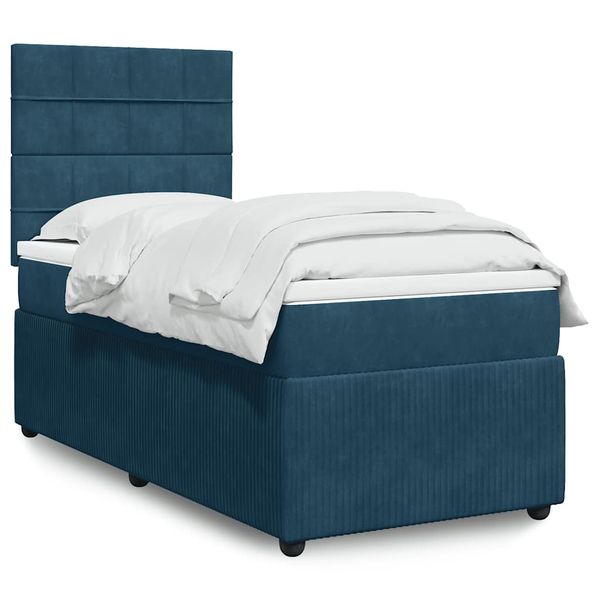 vidaXL Posteľný rám boxsping s matracom tmavomodrý 80x200 cm zamat