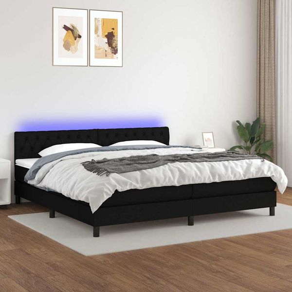 vidaXL Posteľ boxsping s matracom a LED čierna 200x200 cm látka